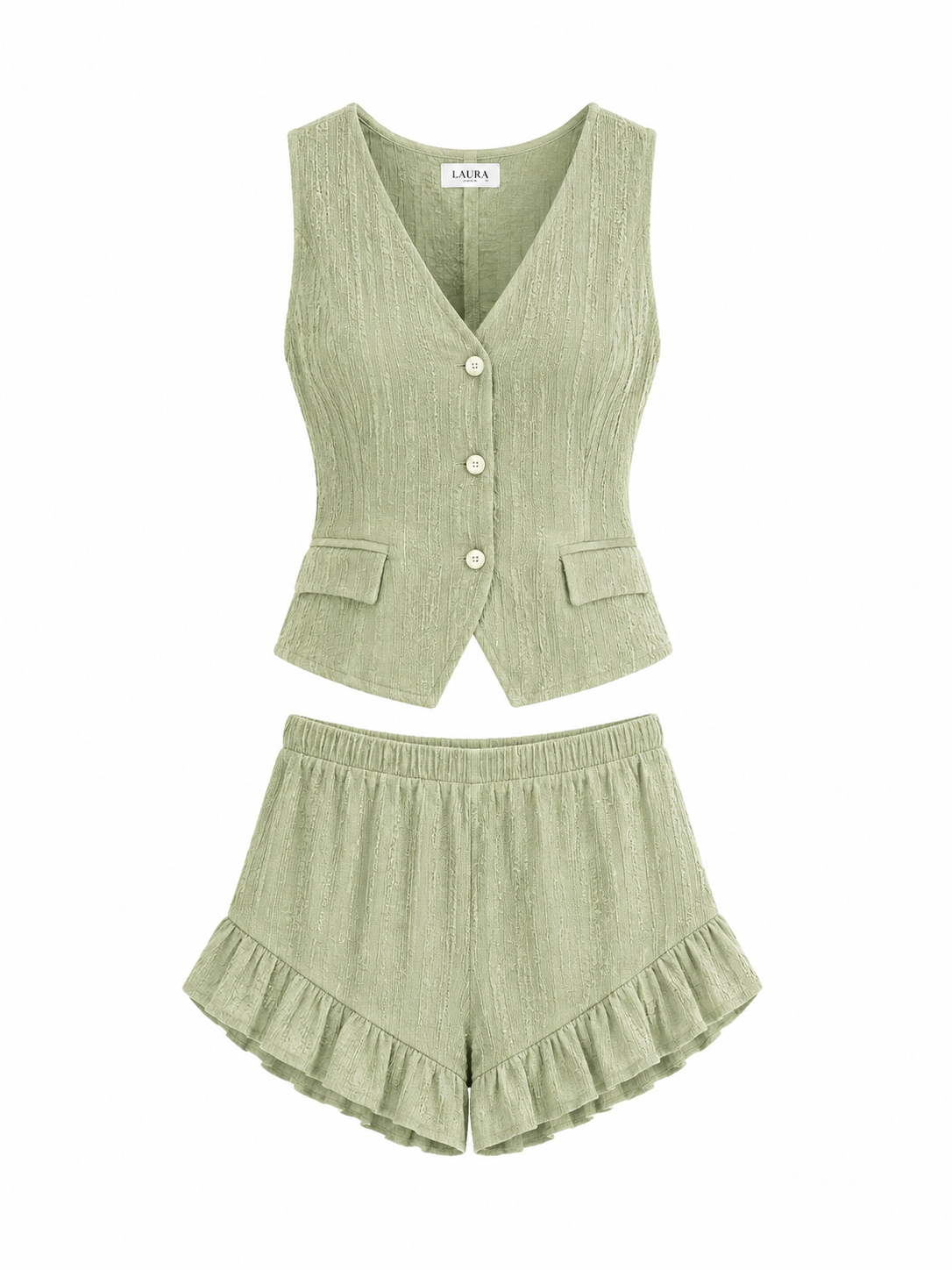 Green Textured Co-Ord Set