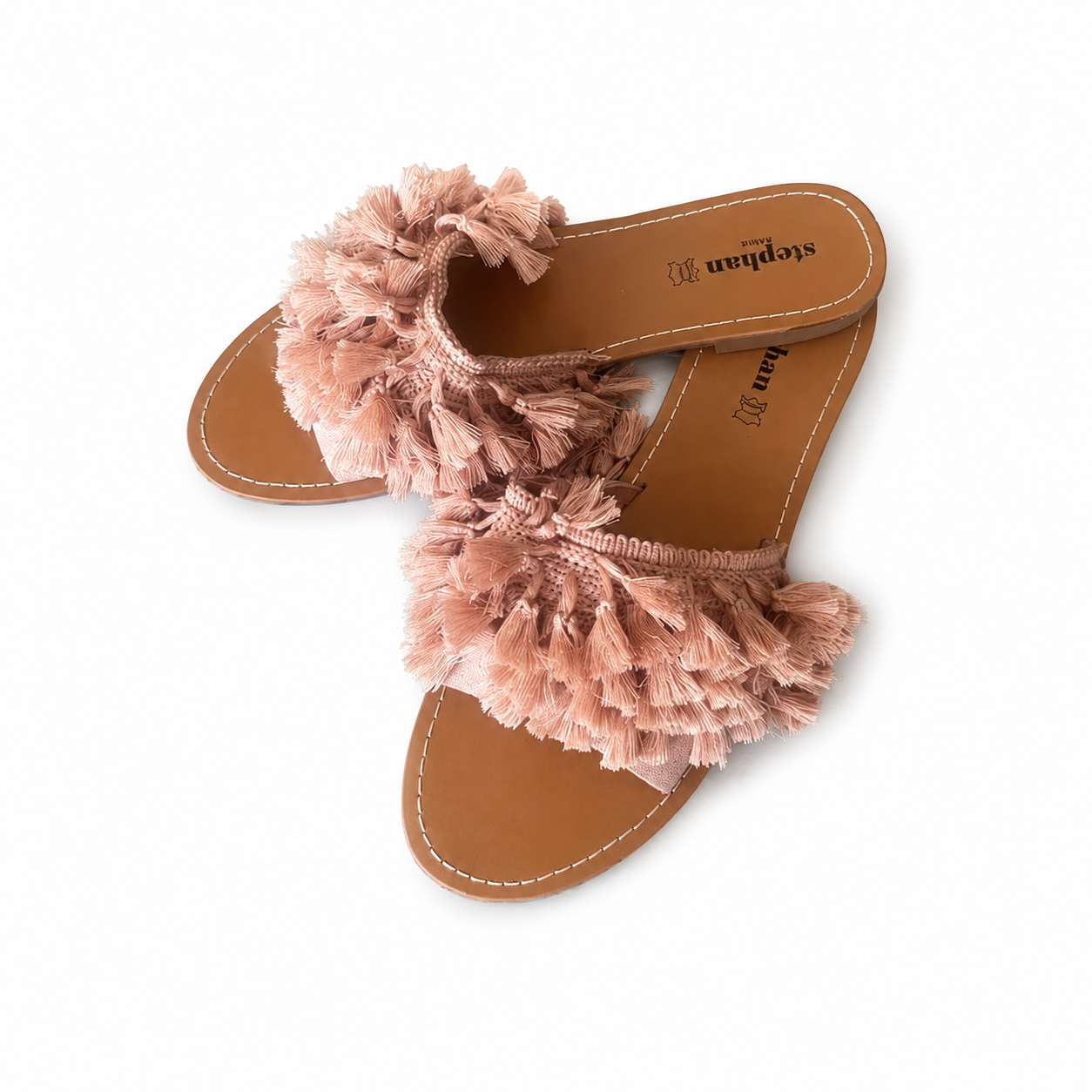 BLUSH PINK TASSEL SLIDES