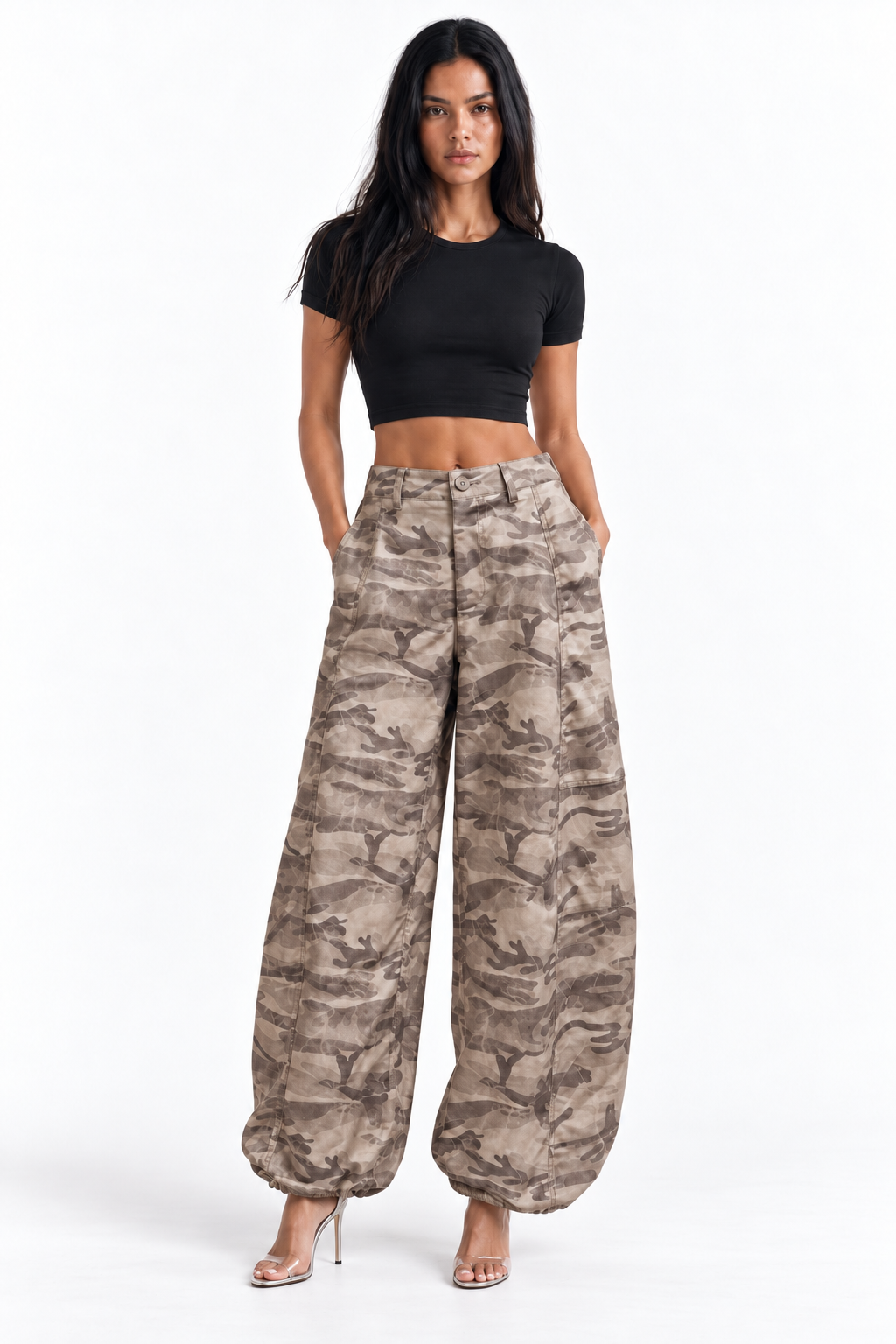 Camouflage Barrel Leg Cargo Trouser