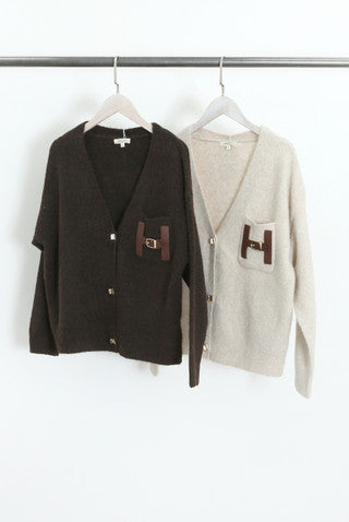 H Motif Wool Blend Cardigan
