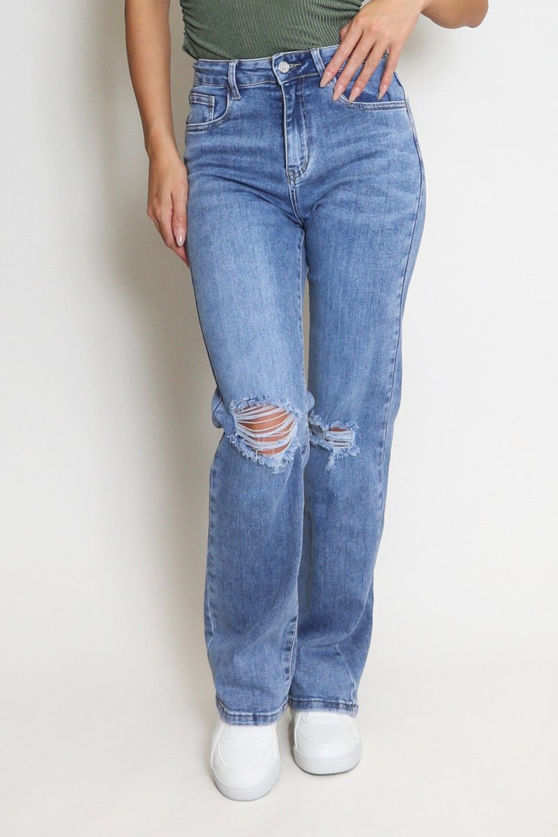 RIPPED STRAIGHT LEG DENIM JEANSJEANSLauraliverpoolboutiqueLauraliverpoolboutique93834009XSRIPPED STRAIGHT LEG DENIM JEANS